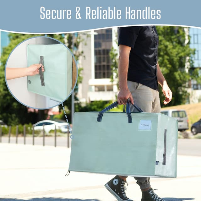 Detalle de VENO 8 Pack Heavy-Duty Oversize Large Storage Bag Organiser (Water-Resistant, Light Green) – 8 Pack