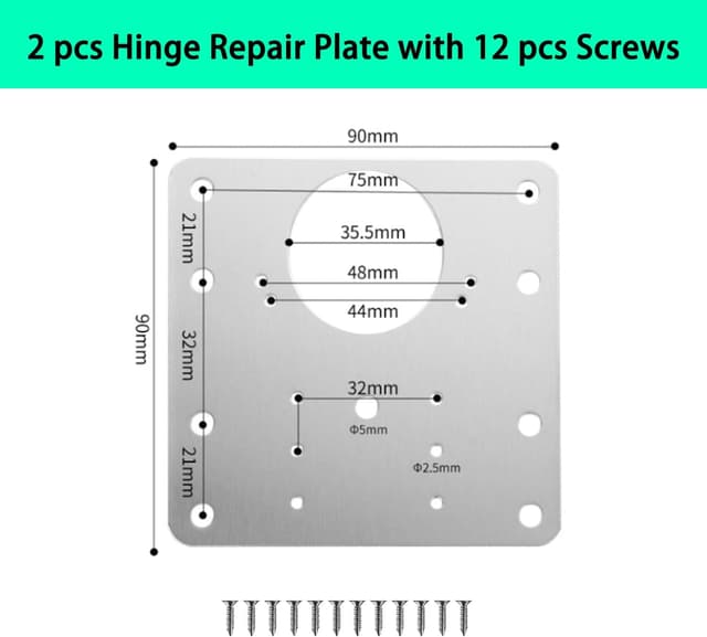 Detalle 2 de Plaque Réparation Charnière Porte d'armoire 2 pièces