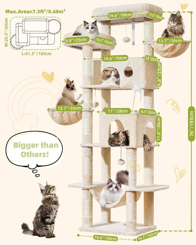 Detalle 2 de Taoqimiao Rascador para Gatos Grandes 193cm