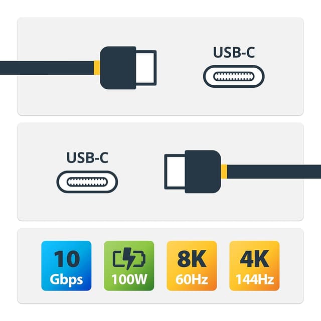 Detalle de StarTech.com USB-C-zu-USB-C-Kabel 1 m mit Schraubensicherung (USB 3.2 Gen 2, 10 Gbit/s, 100 W/5 A, DP Alt Mode)