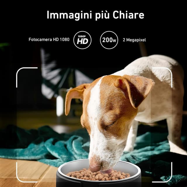 Detalle de Nityers distributore automatico cibo per gatti e cani con telecamera 1080P, audio bidirezionale e Wi‑Fi 2.4/5 GHz