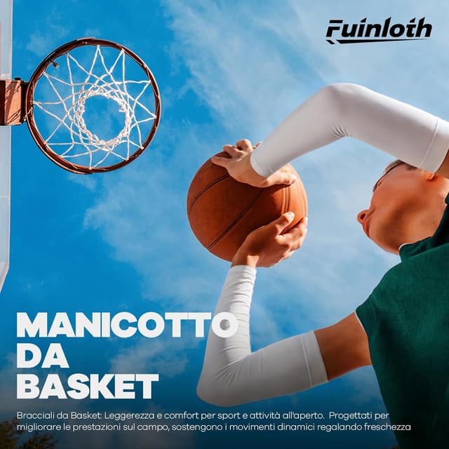 Detalle de Manicotti fuinloth per braccia uomo e donna: supporto e compressione per padel, basket e running