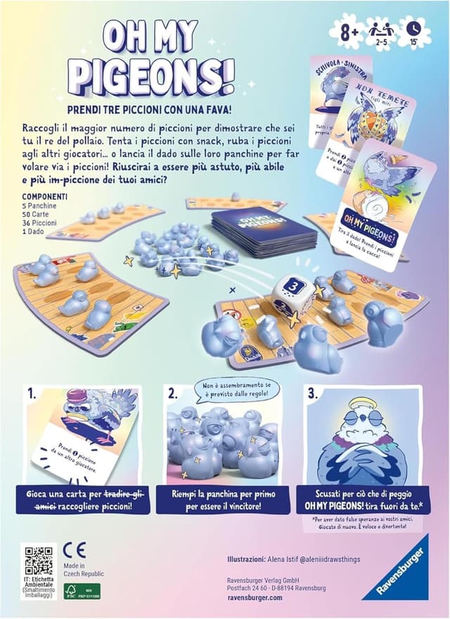 Thumbnail 6 de Ravensburger Oh My Pigeons – gioco di carte per 2-5 giocatori, versione italiana