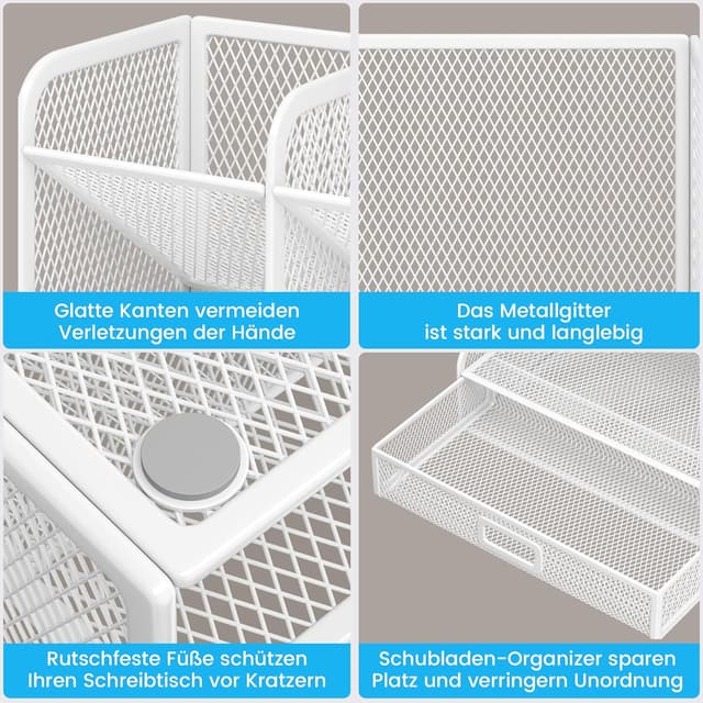 Detalle 2 de VITVITI Schreibtisch-Organizer mit 9 Fächern und Schublade (Metall, weiß)