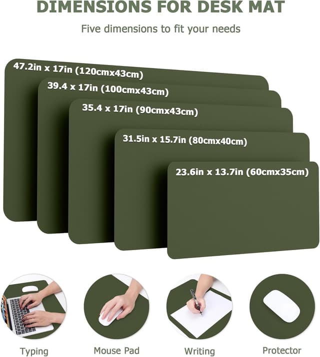 Detalle de MOLMO Non-Slip Desk Mat (Dark Green) – Waterproof desk pad & large mouse pad, 120 x 43 cm