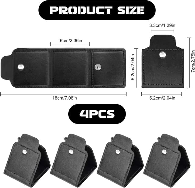Detalle 2 de Flintronic lot de 4 clips ajusteurs de ceinture de sécurité universels en cuir PU souple