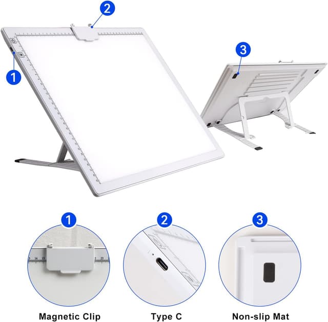 Detalle de elice A3 Leuchttisch mit Tasche – kabelloses LED-Lichtpad für Nachzeichnen, Skizzen & Diamantmalerei (3 Farben, dimmbar)