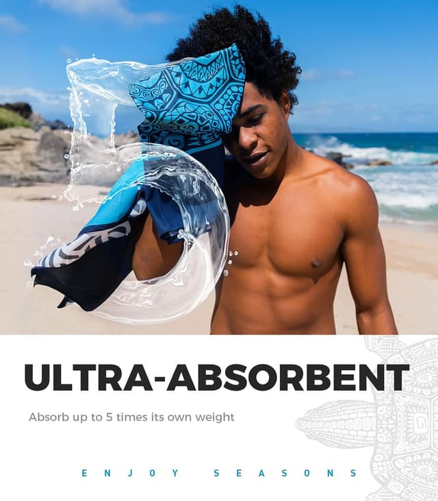 Detalle de OCOOPA 2 Pack Beach Towel Microfibre (Extra Large 178cm x 80cm) – Quick-dry, sand-free oversized travel towels