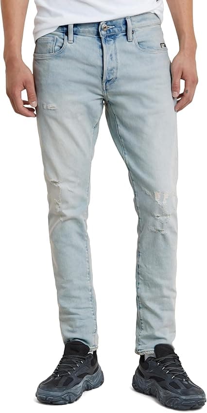 Detalle de G-STAR 3301 Slim Jeans Hombre Azul Roto ☀️ 36W/30L