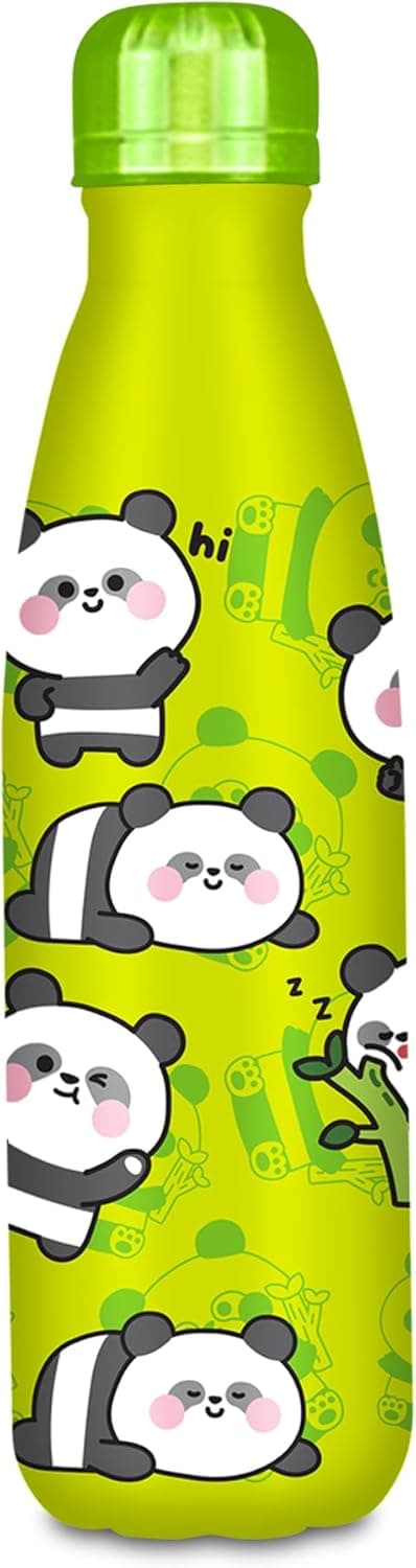 Detalle de Cartomania Borraccia termica chill & refill panda verde 500 ml, acciaio BPA free