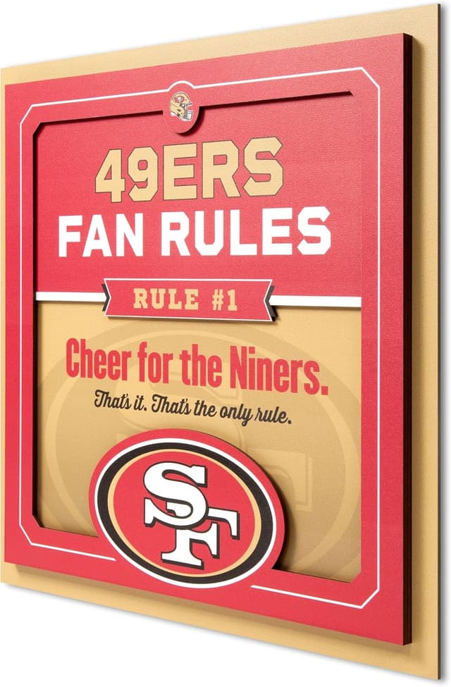 Detalle 2 de YouTheFan Officially-Licensed NFL Fan Rules Wall Art (3D, Multi-Layer, Floating Mount) — Indoor Sports Decor
