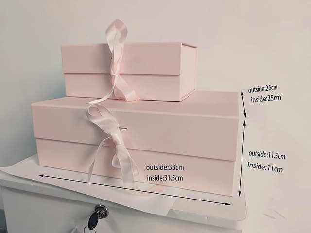 Detalle de Rosa Geschenkbox 33x26x11cm Geschenkverpackung