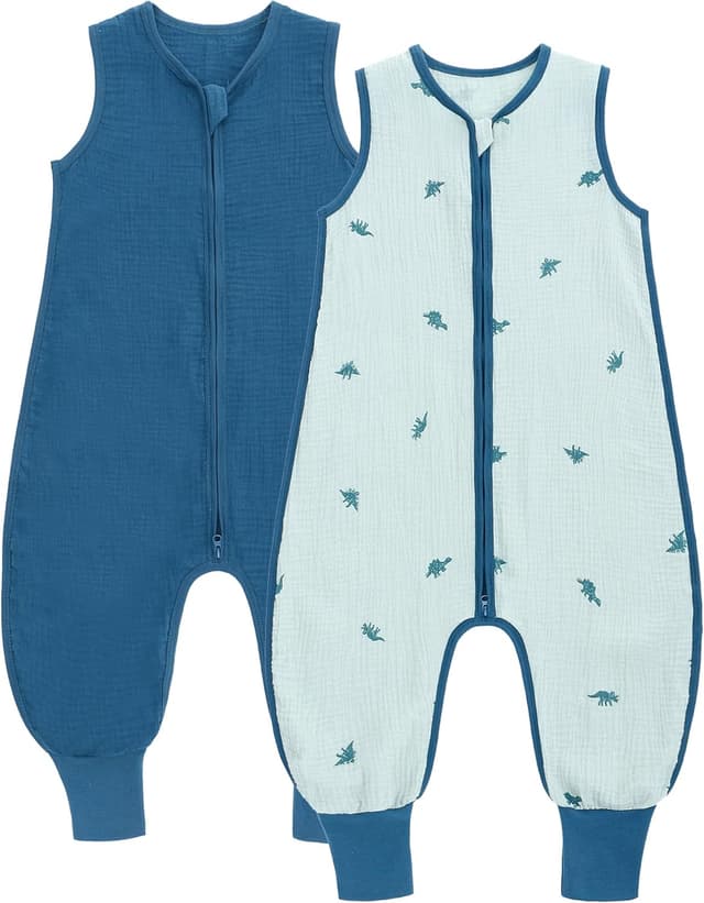 Detalle de 2er-Set amo nenes Baby-Schlafsack Sommer mit Füßen 0,5 Tog aus Baumwolle (Musselin) – Jungen & Mädchen