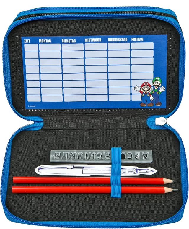 Detalle de Scooli Tripledecker Super Mario: gefülltes Schüleretui mit Zubehör für Schule und unterwegs (ab 6 Jahren)
