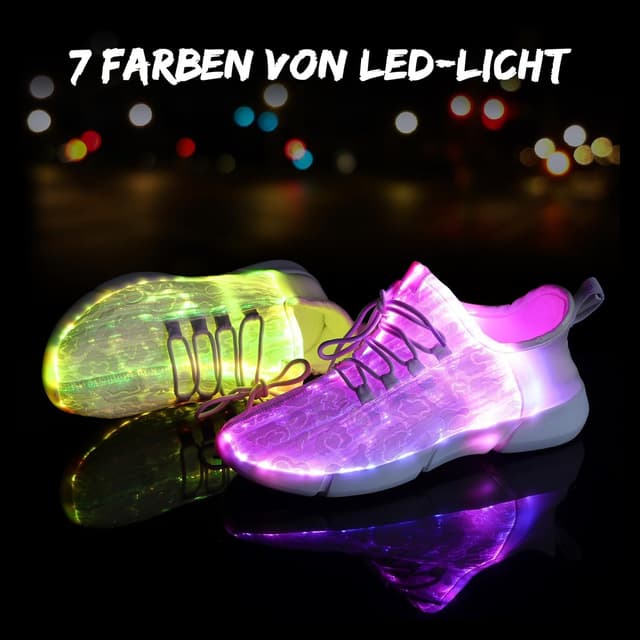 Detalle de Shinmax Chaussures LED lumineuses rechargeables USB – baskets à fibre optique unisexes (7 couleurs, 4 modes)