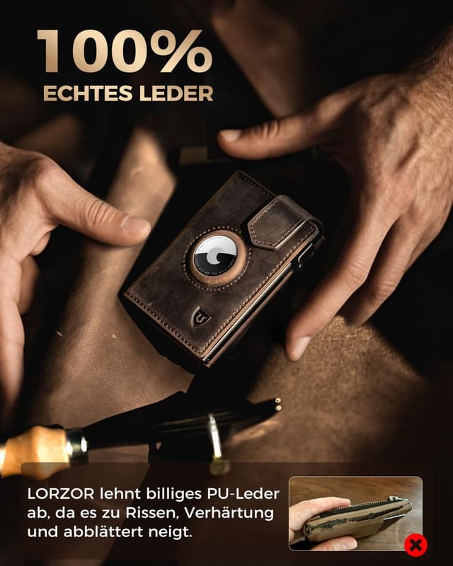 Thumbnail 4 de LORZOR AirTag Wallet mit XXL Münzfach 30 Münzen