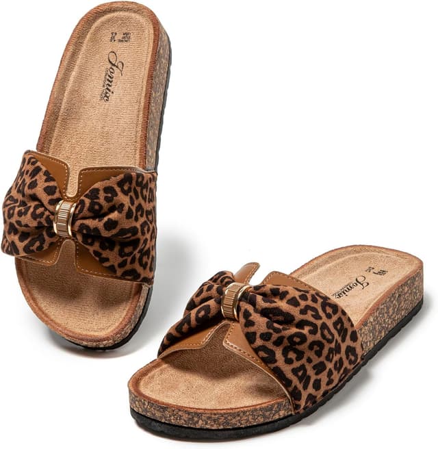 Detalle de JOMIX Mules femme à nœud et imprimé fleurs : claquettes/sandales plates pour plage, piscine et douche