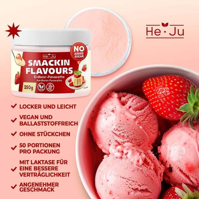 Thumbnail 3 de He-Ju Flavour Pulver Erdbeer Panna-Cotta 250 g 🍓