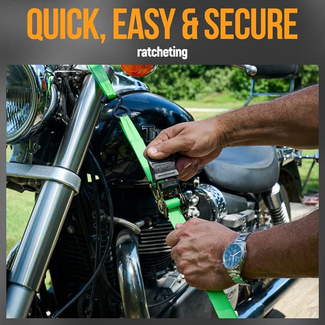 Detalle 2 de FORTEM Ratchet Straps Tie Down Kit (4-pack) – 748kg break strength, 4.6m x 2.54cm straps