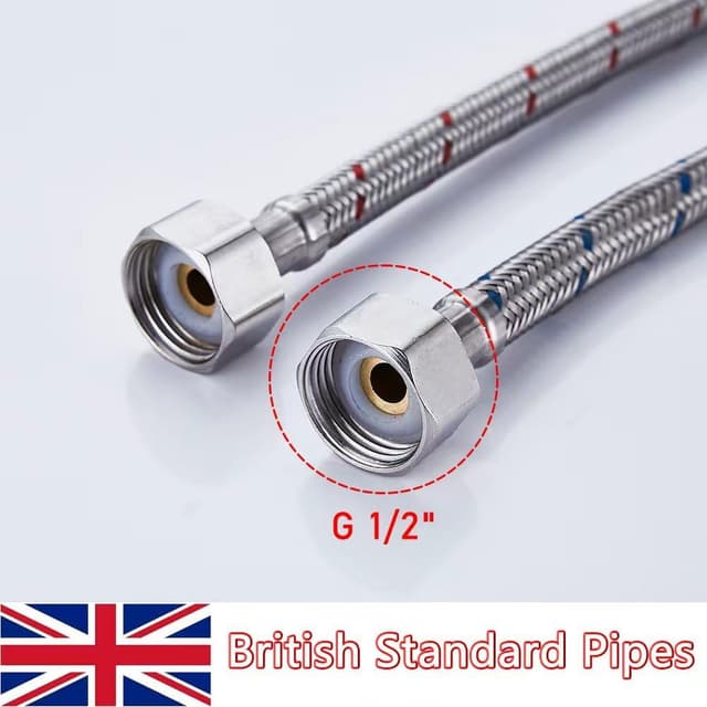 Thumbnail 2 de Heable Pack of 2 Monobloc Mixer Tap Connectors 1000mm Silver