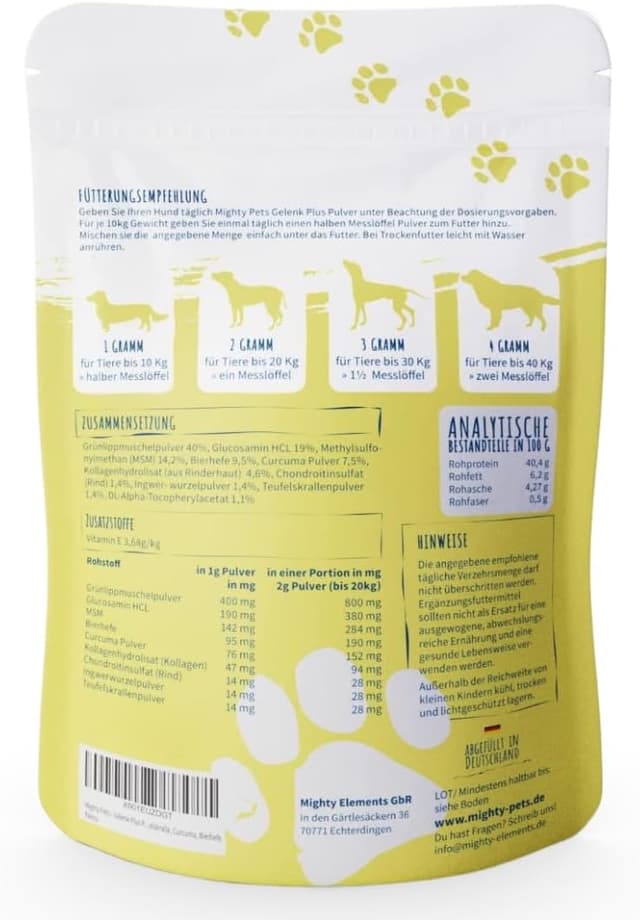 Thumbnail 6 de Mighty Pets GELENK Plus Pulver für Hunde (bis 125 Portionen) mit Grünlippmuschel, MSM & Kurkuma