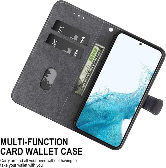 Detalle 2 de TUUTPU Handyhülle für Samsung Galaxy S22 5G – Klapp-Flip-Case mit Kartenfach, Magnetverschluss und Standfunktion (Diamantbär)