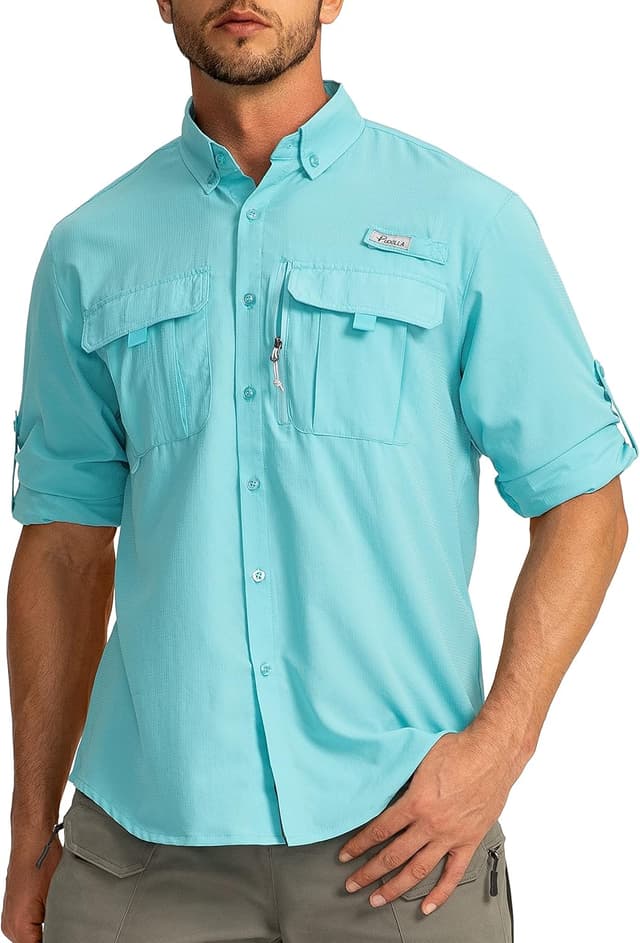 Thumbnail 6 de Men’s Sun Protection Fishing Shirts UPF 50+ Long Sleeve Travel Work Shirt with Zipper Pockets