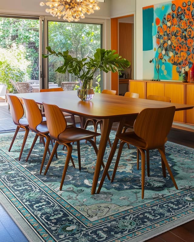 Thumbnail 2 de RELEANY 8 x 10 Vintage Floral Area Rug teal