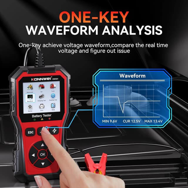 Detalle de KONNWEI KW331 Tester per Batterie Auto 6/12/24V con stampa cloud