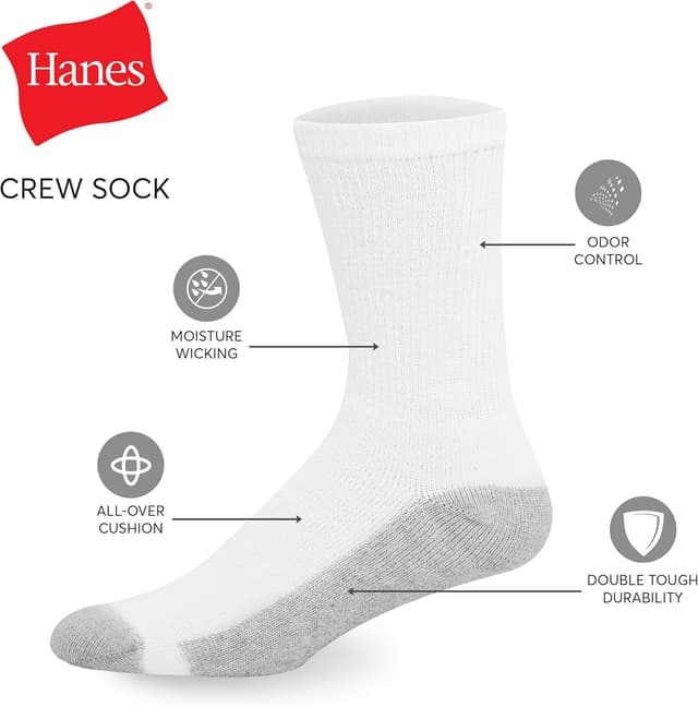 Thumbnail 3 de Hanes Double Tough Socks Crew 12-14