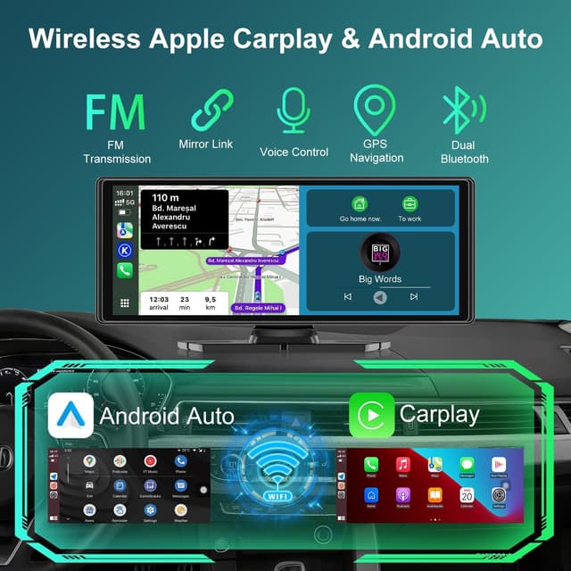 Thumbnail 1 de 10.26" Wireless Car Stereo with CarPlay