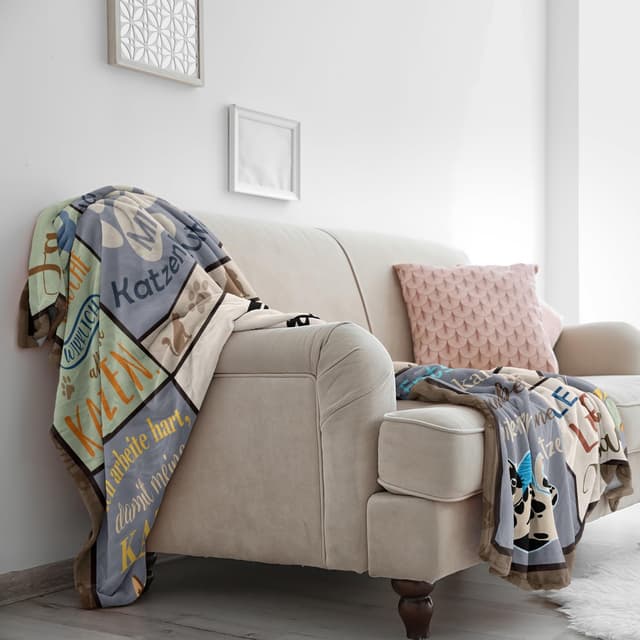 Detalle 2 de Jinmaple Geschenk für Katzenliebhaber: Katzenmama-Fleece-Decke 150 x 130 cm