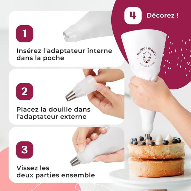 Thumbnail 4 de Happy Lemuro Poche à douille 40 cm 🍰