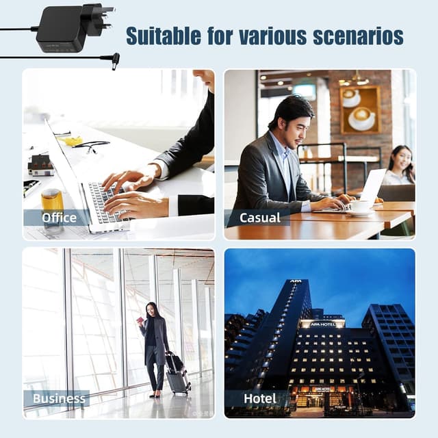 Detalle 2 de BIUBOTY 45W 19V DC laptop charger (compatible with selected ASUS VivoBook & ZenBook models)