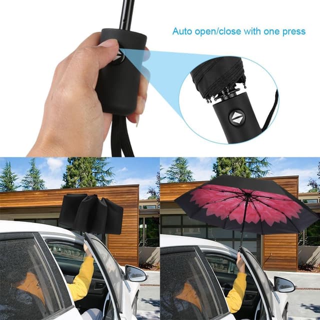 Thumbnail 5 de Aolso Ombrello Pieghevole Antivento con chiusura automatica e UPF 50+, compatto da viaggio