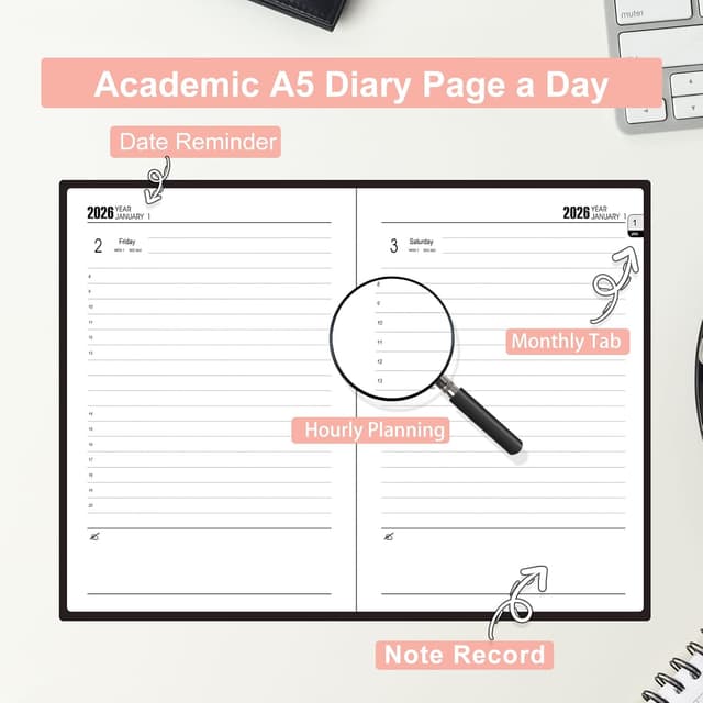 Thumbnail 5 de Mljtoyo Diary 2026 A5 Page‑a‑Day Pink