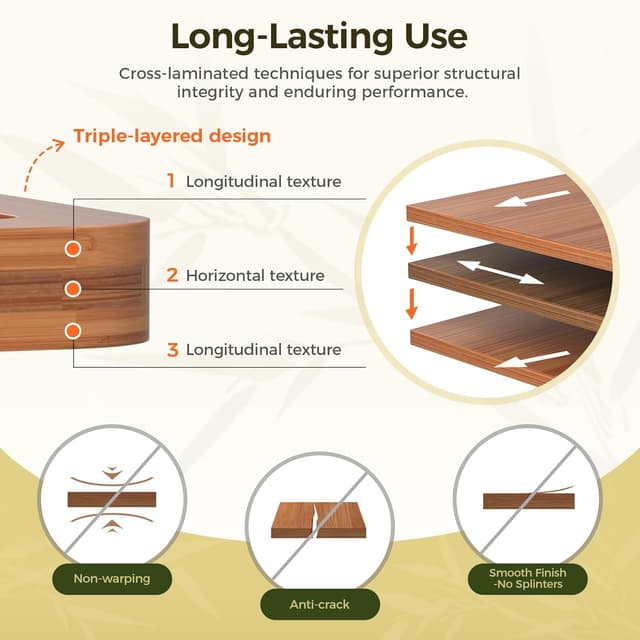 Thumbnail 3 de BNBUN 3-Piece Bamboo Cutting Board 🥢