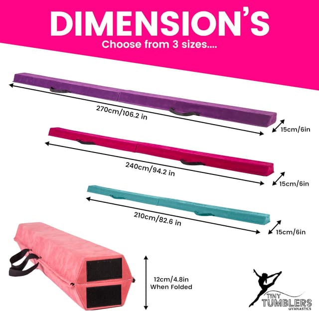 Detalle 2 de TINY TUMBLERS Kids Gymnastics Balance Beam with EVA Foam & Faux Suede (210/240/270cm)