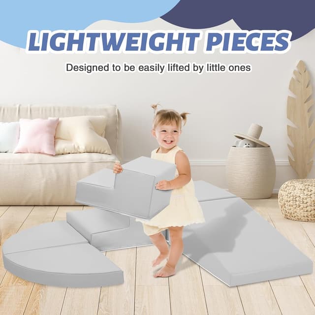 Detalle de TODIBY 6-Piece Soft PU Leather Toddlers Climbing Toys Set (Indoor Climb & Crawl Play Gym)