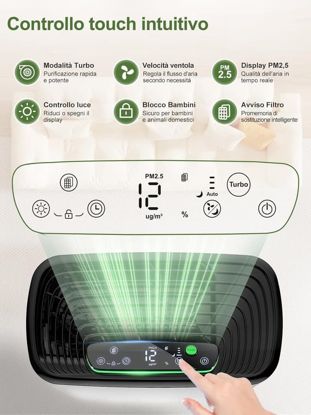 Thumbnail 6 de KNKA Purificatore d’aria HEPA APH3000 con CADR 300 m³/h e sensore qualità dell’aria