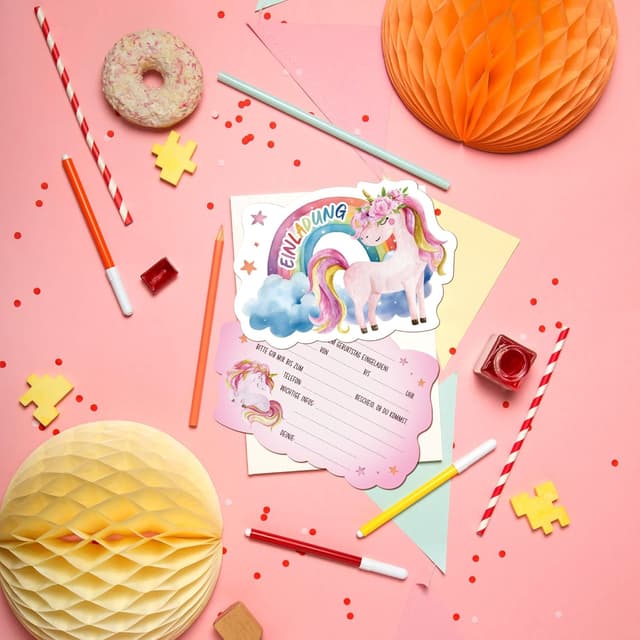 Thumbnail 6 de BIROYAL 12 Einladungskarten Einhorn 🎉