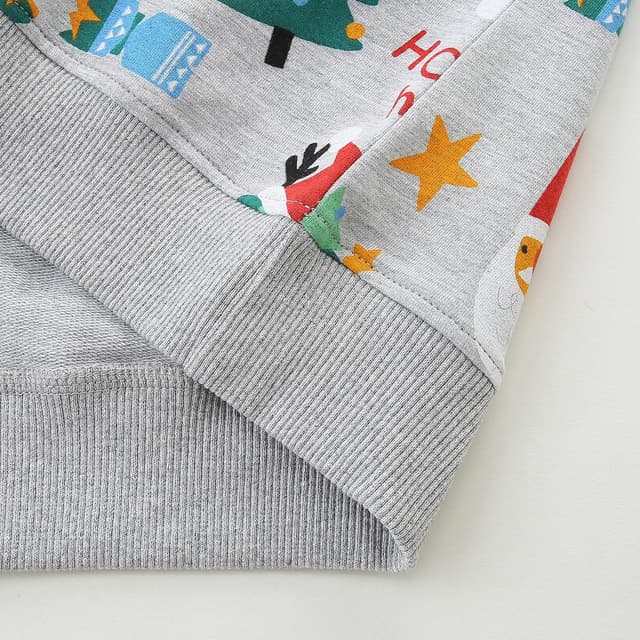 Detalle 2 de MUJOQE Jungen Weihnachtspullover aus Baumwolle mit Weihnachtsmann- & Rentier-Motiven (92–122)