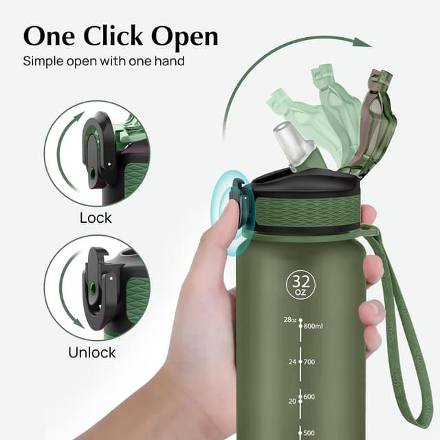 Detalle de NAVTUE water bottle 1L with straw