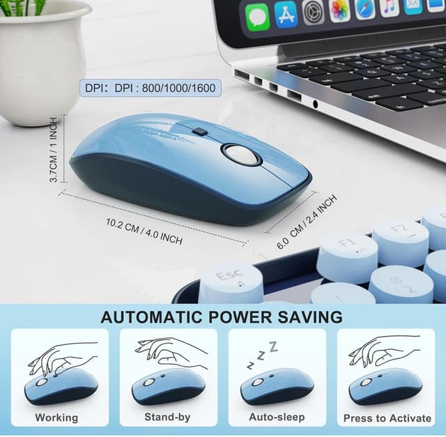 Detalle de FOPETT Wireless Keyboard and Mouse Combo (2.4G) with 104-Key Retro Typewriter Style Keys