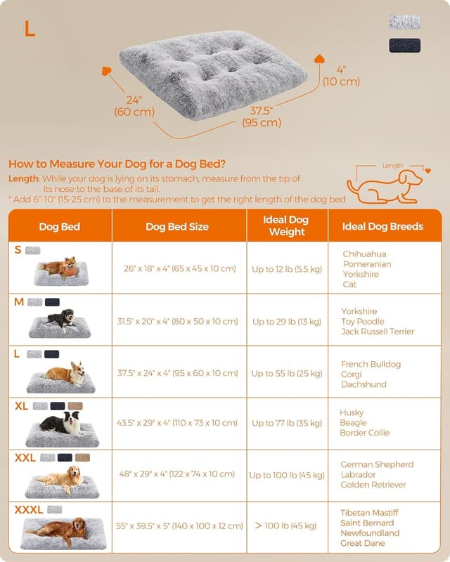 Thumbnail 5 de Feandrea Large Dog Bed 95 x 60 cm — Fluffy crate mat