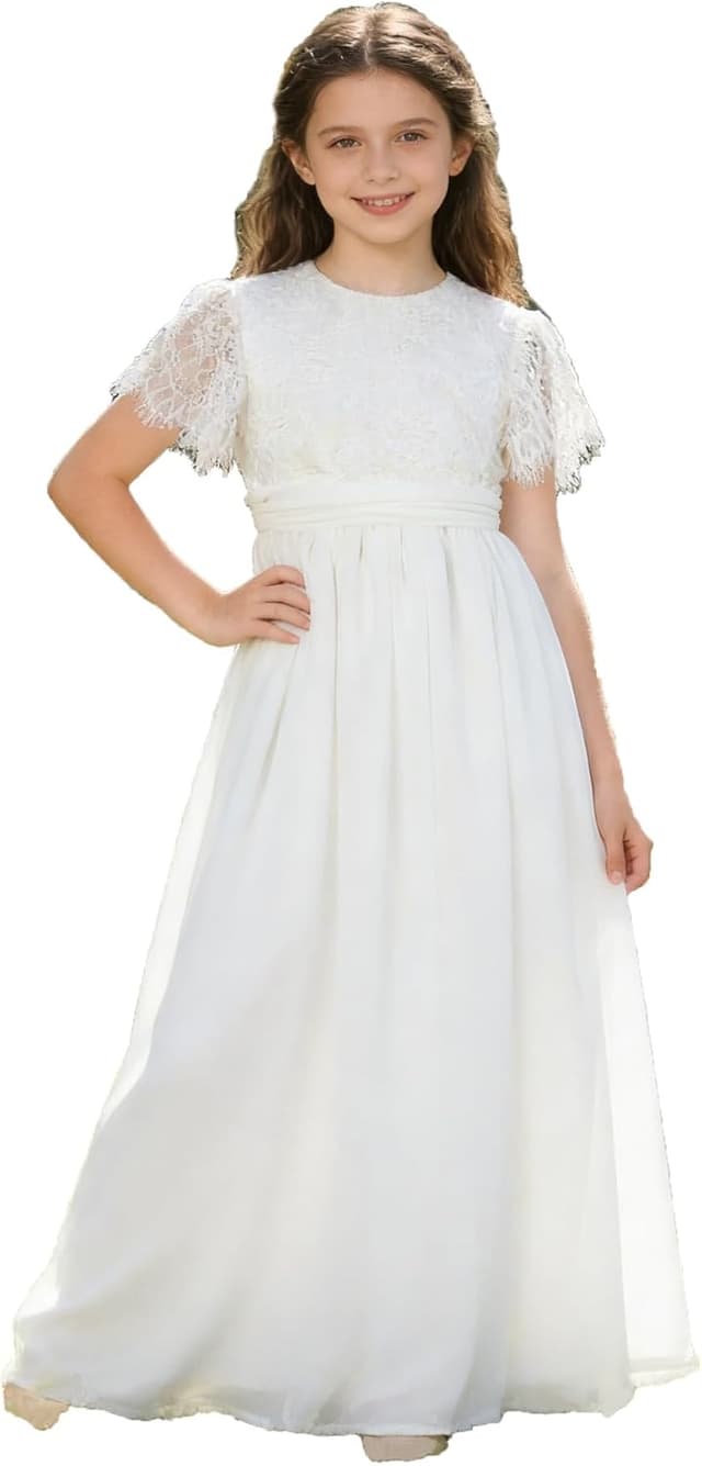 Detalle de Aibaowedding Mädchen Vintage Chiffon Kleid Hochzeitsfeier