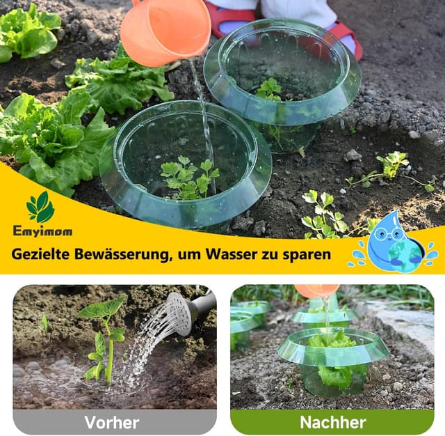 Detalle 2 de Emyimom 20er Schneckenschutzring (Schneckenkajak) – 24 cm Durchmesser, zum Einstecken in die Erde