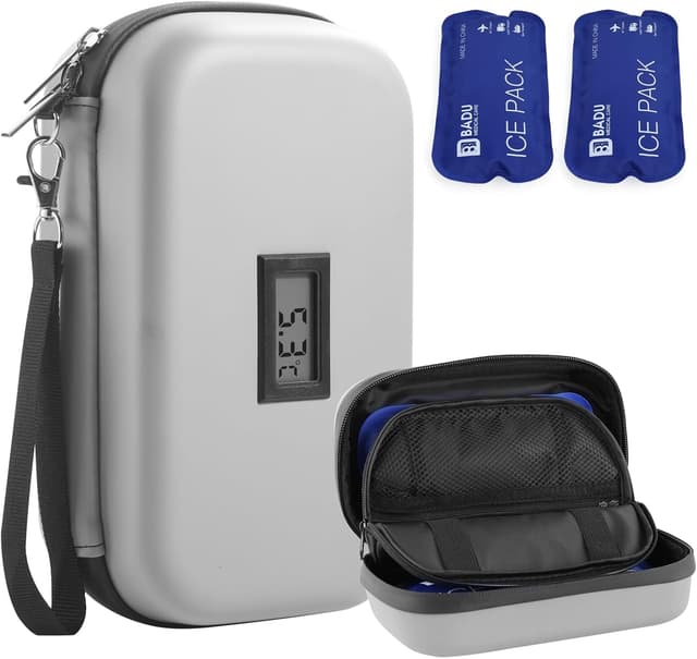 Detalle de HIMDUZE 24 Hour Insulin Cooler Travel Case (TSA Approved) with Thermometer Display – Pink