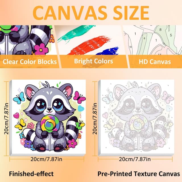 Thumbnail 1 de Mandun Art paint by numbers raccoon 7.8x7.8in