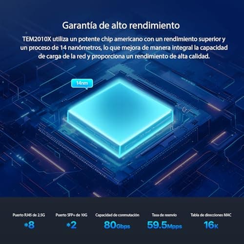 Detalle de Tenda TEM2010X Switch 2,5G 8x2,5G + 2x10G SFP+ 📡